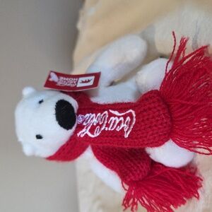 Coca-Cola White Polar Bear with Red Knit Scarf